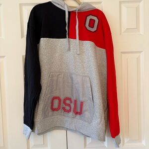 Ohio State Buckeyes Mitchell & Ness Tie-Breaker Pullover Hoodie Red/Bl/Gry 2XL